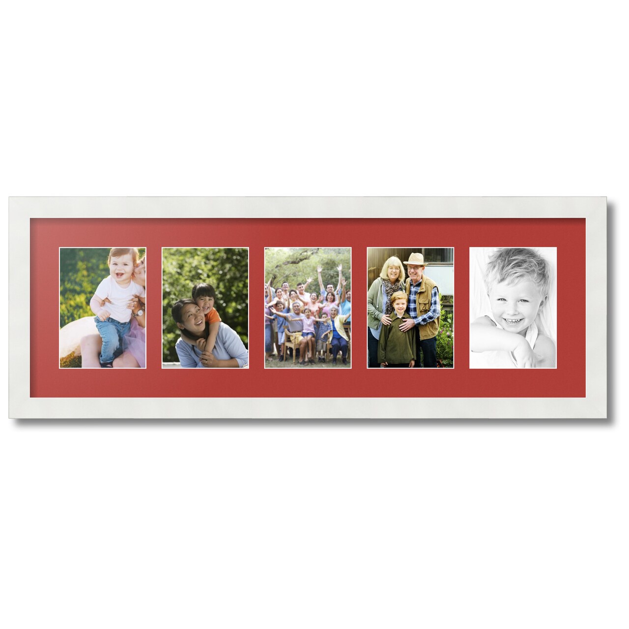 ArtToFrames Collage Photo Picture Frame with 5 - 5x7 inch Openings, Framed in White with Over 62 Mat Color Options and Plexi Glass (CSM-3966-152)